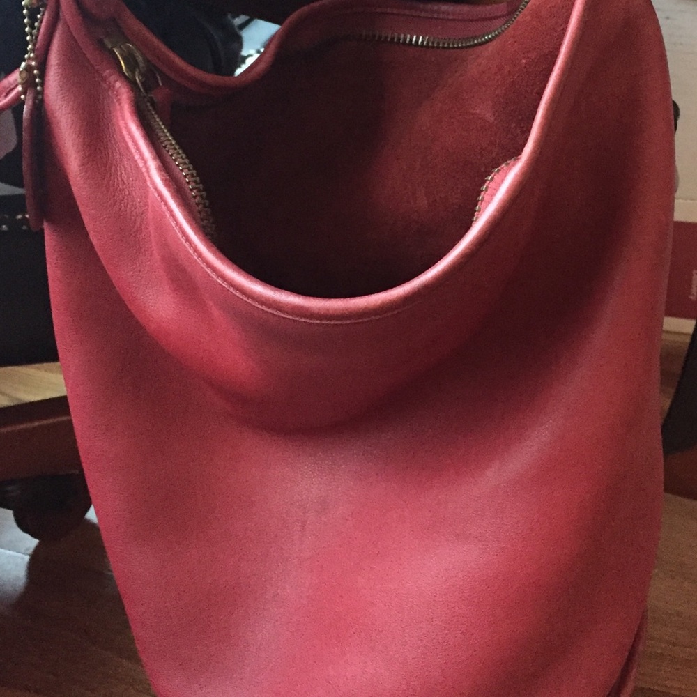Vintage Red Coach Bucket Bag